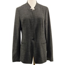 Banana Republic Blazer Womens 8 Gray Flecked Polyester Blend One-Button Jacket