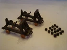 Marx 4700 Castle Play Set /  2 Catapults w/ less common Tan Wheels , 16 Rocks