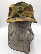 Camouflage Hunting Hat Cap W/ Attached Netting,Made in USA,Snapback