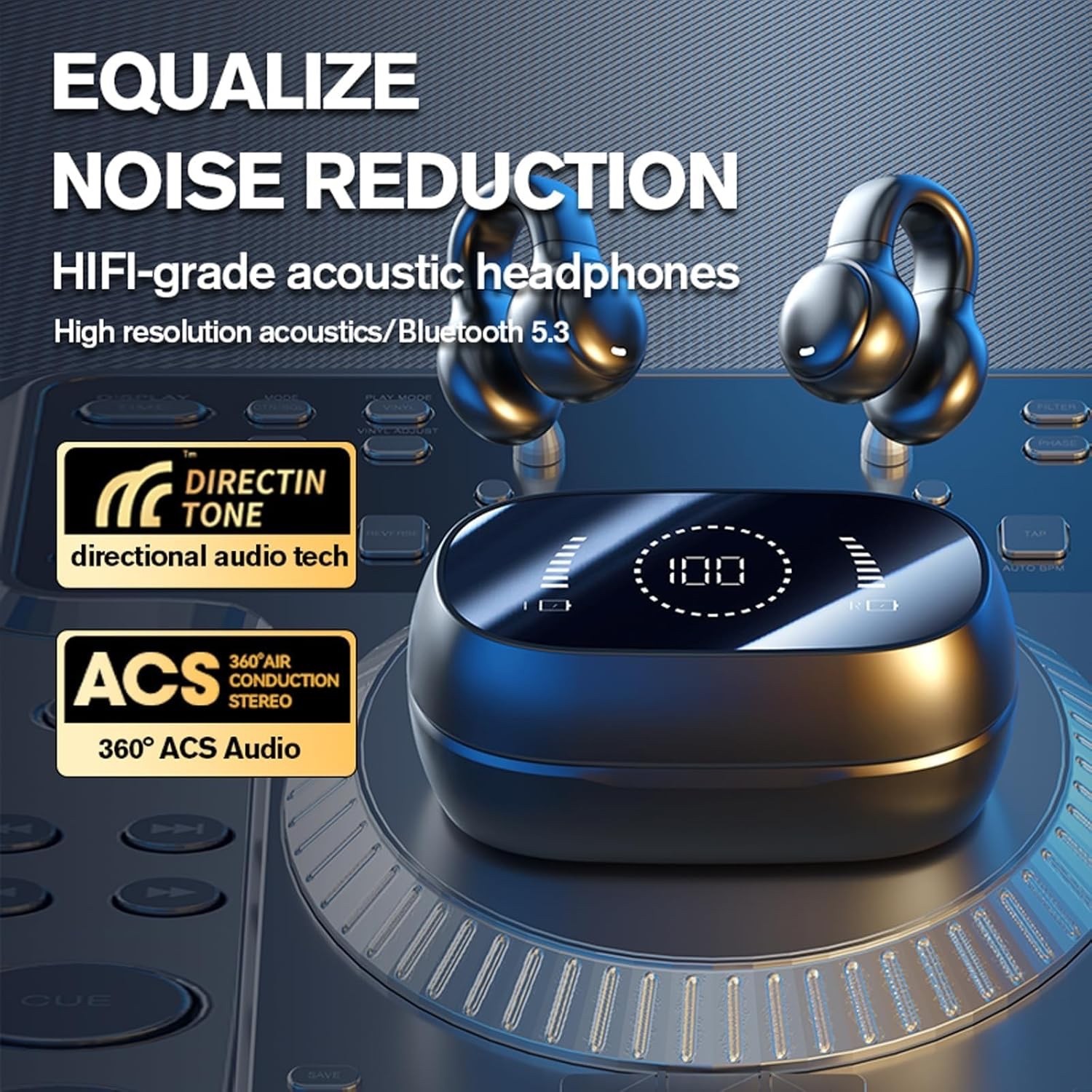 Wireless Clip On Bone Conduction Earbuds - Bluetooth Earclip Headphones with Ope