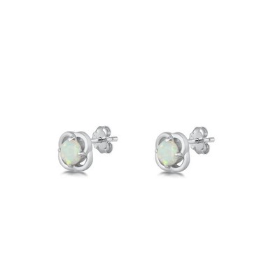 Gefertigte runde keltische Ohrstecker aus weißem Opal Sterlingsilber