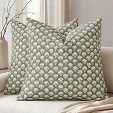 Set of 2 Decorative Floral Pillow Covers 18" x 18" Pack of 2 Sage Green