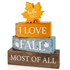Fall Decorations Maple Leaf Wooden Signs Indoor Tabletop Autumn Gift 4 Pcs