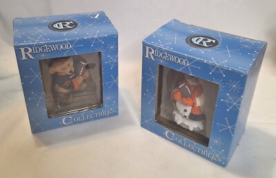 2 Vintage Ridgewood Oregon State University Snowman & Bear Ornaments 2001 /w Box