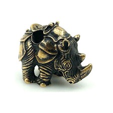 EDC Rhino Animal Paracord Knife Beads Lanyard Brass DIY Pendant Hanging Charm