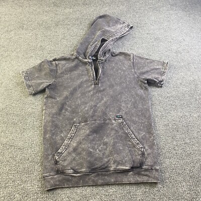 Amplify Hoodie Gray Lightweight Shirt Short Sleeve Hooded Front Pocket Men s M