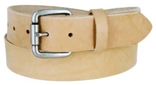 Made in USA* Natural Cowhide Leather One Piece Casual Belt with Roller Buckle