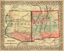 1867 New Mexico & Arizona Historic State Map - 16x20