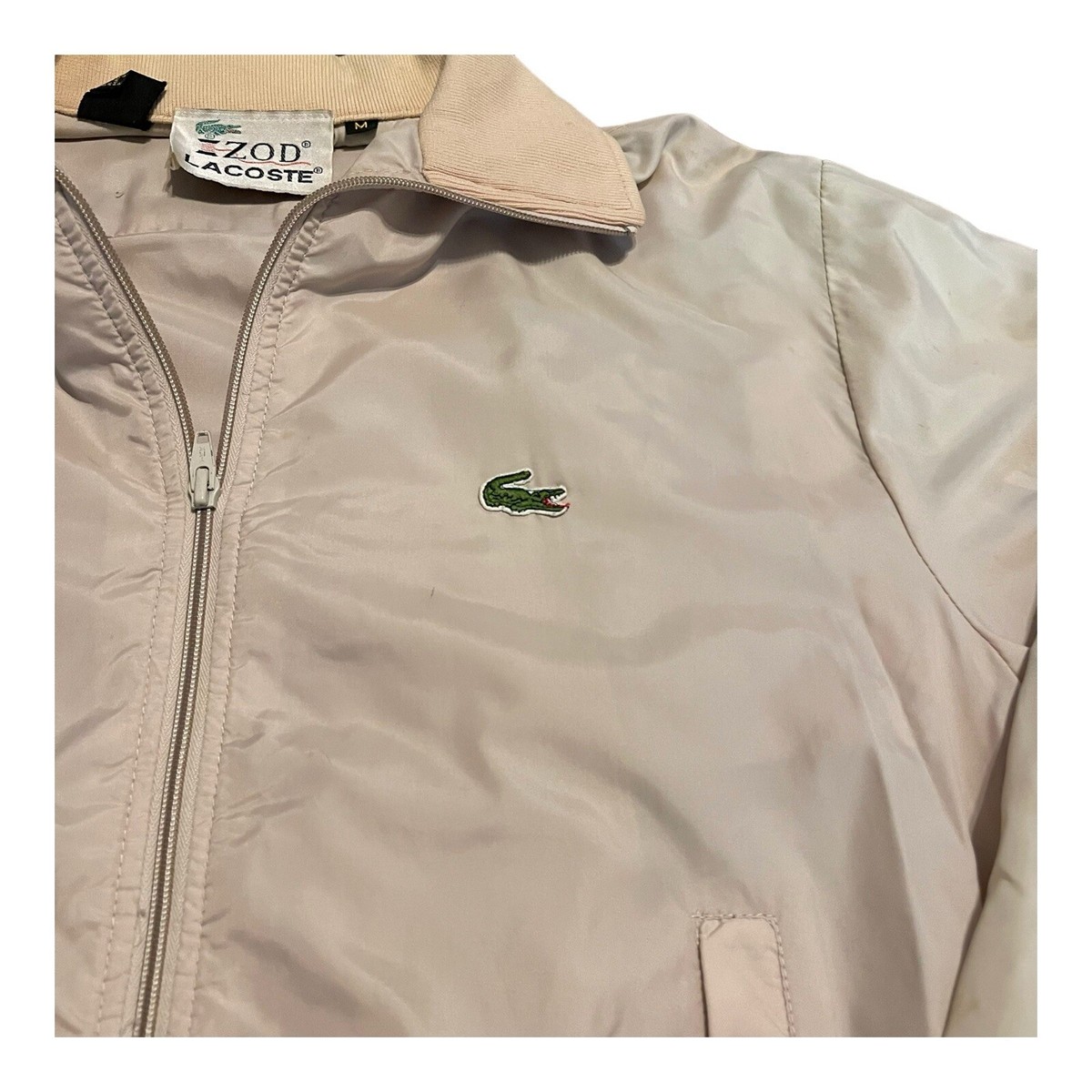 Izod Bomber Jacket Tan Cream Vintage Lacoste Mens Medium Izod Bomber Jacket Tan Cream Vintage Lacoste Mens Medium
