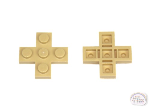 LEGO Classic - 3-Buck Bag - 10-pc 3x3 Cross Plate - Tan - New - (15397) - Picture 2 of 4