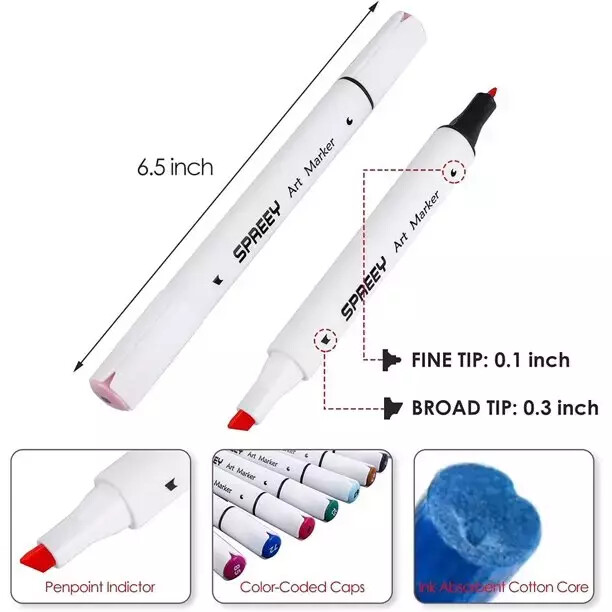 SPREEY 42 Set of Dual-Tip Alcohol Art Markers FREE SHIPPING