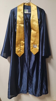 Herff Jones Graduation Gown with Stoles Navy Blue 5 7  5 8 