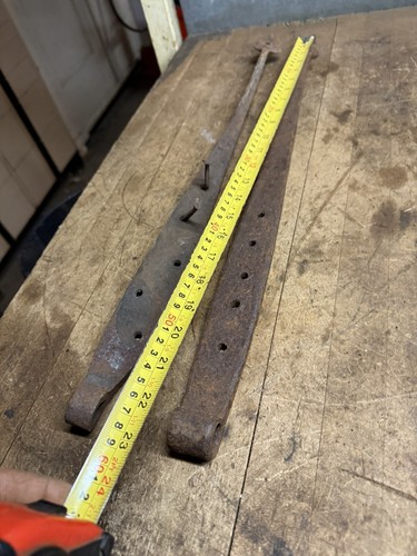 Blacksmith Forged Wrought Iron Primitive Spade Rat Tail Barn Door Strap Hinges - 第 7/11 張圖片