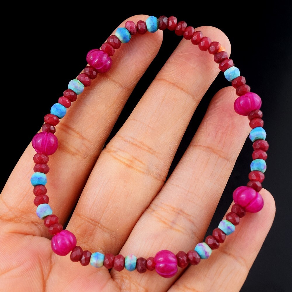 Ruby & Red Onyx ,Howlite 33 Cts Beaded Stretchable Awesome Bracelet VK 89 E582 Ruby & Red Onyx ,Howlite 33 Cts Beaded Stretchable Awesome Bracelet VK 89 E582