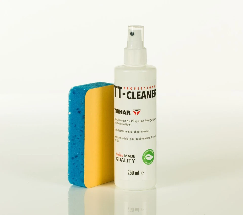TIBHAR TT-Cleaner + Schwamm Tischtennis-Belagreiniger 250ml