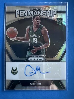 2023-24 Panini Prizm Omari Moore Rookie Penmanship Silver Auto RP-OMM Bucks