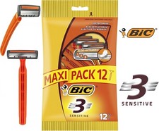 Pack of 12 BIC 3 Sensitive, Men's Triple-Blade Sensitive Razors | FREE SHIPPING