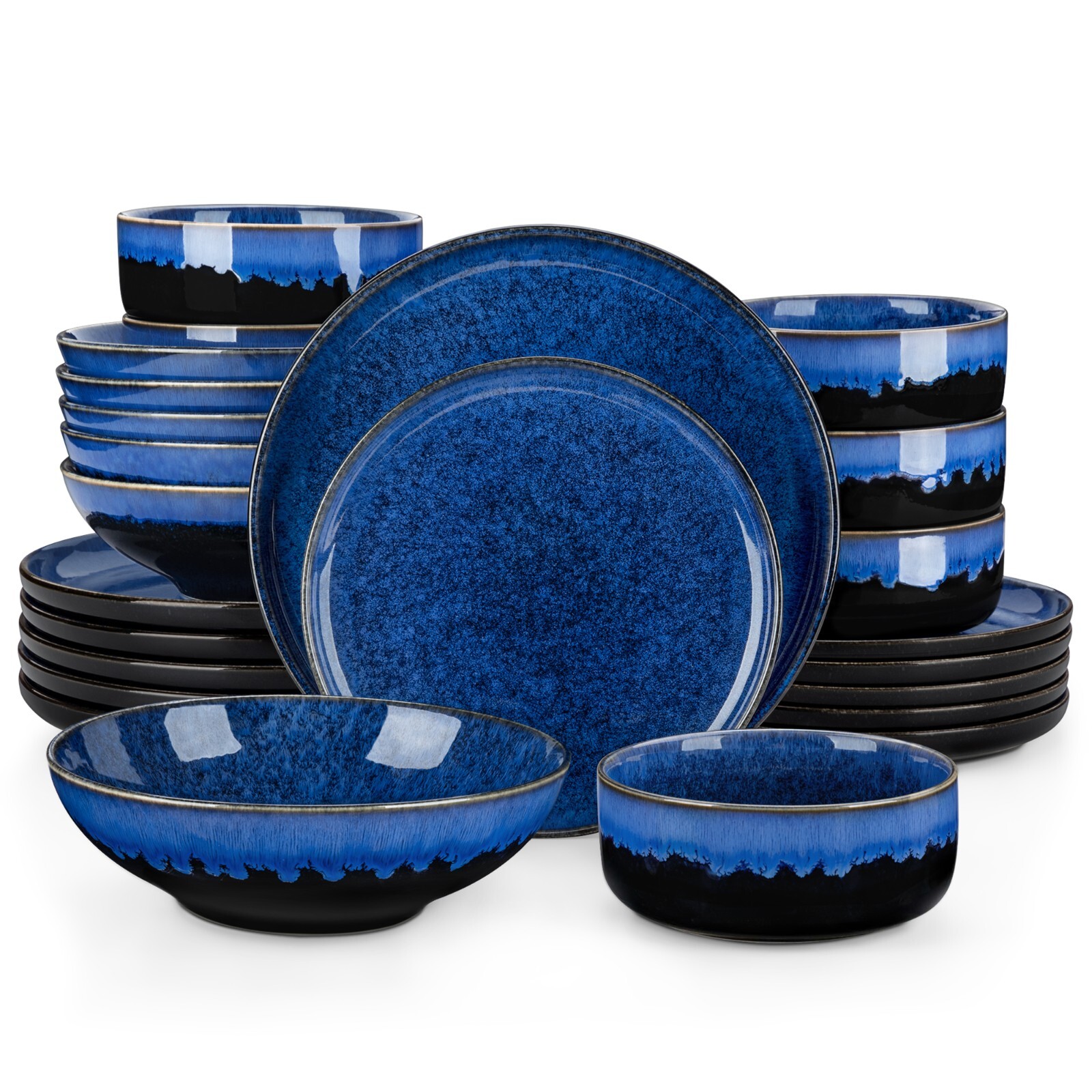 Juego de vajilla loza azul servicio de mesa 6/12 personas 24/48 piezas juego de cerámica