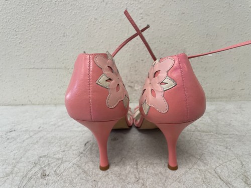 Banana Republic Pretty Flower Peep Toe Ankle Strap 4" Heel Sandals Shoes Sz 8.5 - Picture 5 of 10