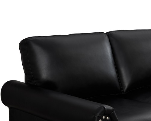 Classic Faux Leather Sofa Upholstered Couch with Nailhead Trim Removable Cushion - Picture 38 of 206