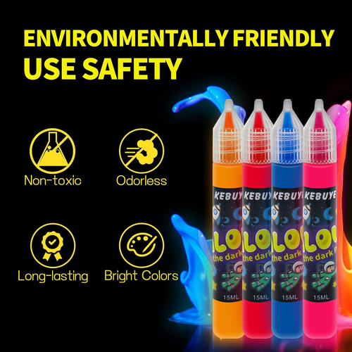 Glow in the Dark Acrylic Paint - Set of 12 Colors Acrylic Paints Outdoor-Indoor - Picture 4 of 12