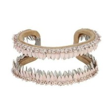 Deepa Gurnani Rory Feather pink silver beaded cuff Bracelet Anthropologie