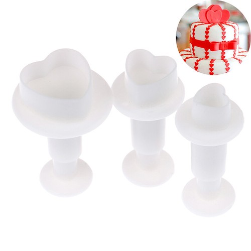 3Pc Heart Fondant Plunger Set Valentines Love Sugar Craft Cake Decorating BATAU - Picture 8 of 12