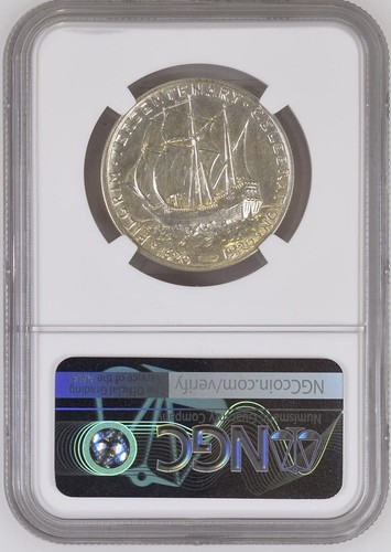 1920 Pilgrim Commemorative Silver Half Dollar - NGC Unc. Details - Pretty Coin! - Picture 4 of 5