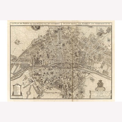 Map of Paris 1742 Antique Map Custom Printed to Order
