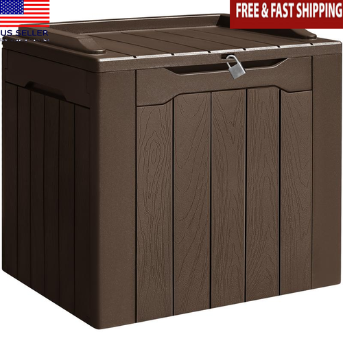 28 Gallon Outdoor Storage Box Waterproof Lockable Seating Garden Utility New
