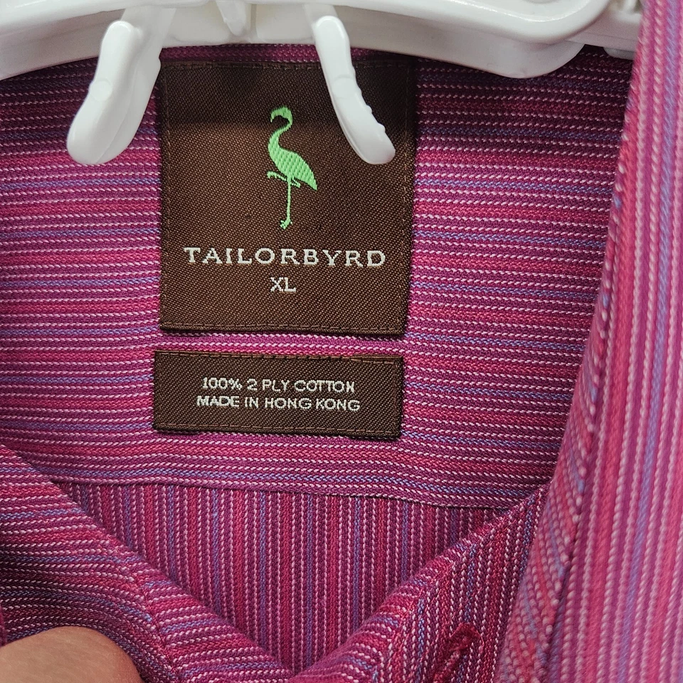 Camisa de manga larga Tailorbyrd XL roja de terciopelo con botones a rayas para hombre Foto 2 de 4