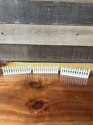 Lemax Vintage Mini White Picket Fence Sections For Christmas Village 3 Piece Lot