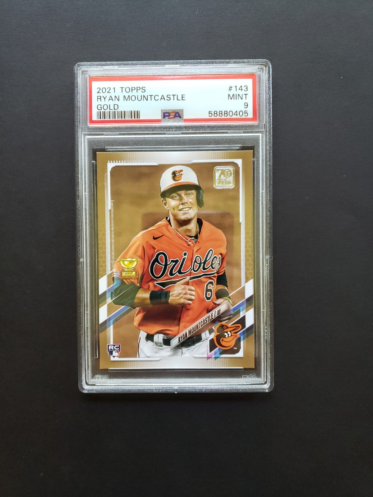 2021 TOPPS Series One ROOKIE GOLD #143 RYAN MOUNTCASTLE RC ORIOLES #/2021 PSA 9