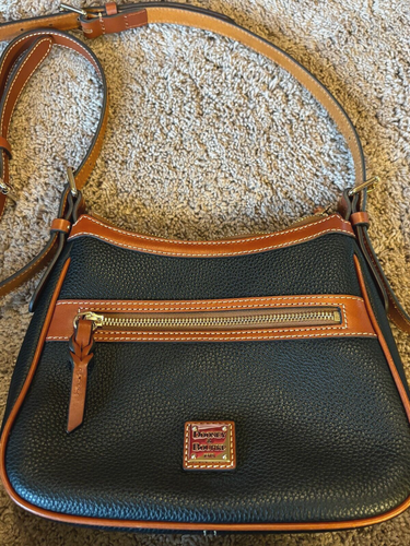 Cartera Dooney & Bourke RETIRADA Pequeña Presley Bolso de Mano Negro Grano Guijarro $308 NUEVO - Imagen 3 de 10