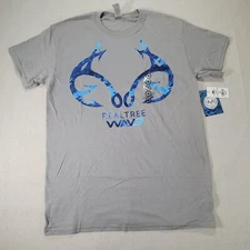 Realtree WAV3 Gray With Blue Antlers Short Sleeve Men's Medium T-shirt