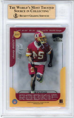 Tarjeta de novato Champ Bailey RC BGS 9.5: 1999 Playoff Momentum SSD #157 POP 2 - Imagen 2 de 3