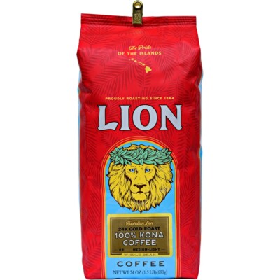 よっちゃん　新品　Lion Coffee Kona 100%(豆) 2袋 Hawaii's Lion Kona 24-Karat 100% Kona Coffee – KTA Super Stores
