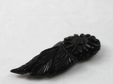 Bakelite Dress Fur Scarf Clip Black Floral Carved