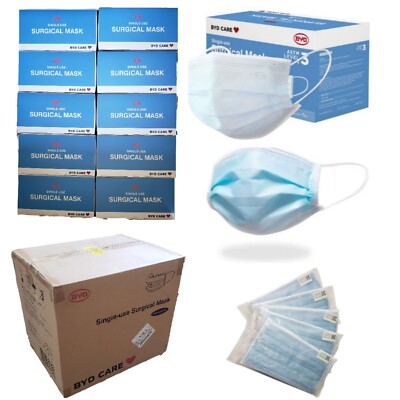 Face Masks 2000 qty FE2311 sealed 10 pks 3-Ply  Level 2 Ear Loop Surgical Dental