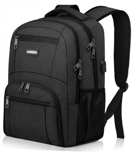 Stylish 15.6 Inch Black Backpack for Men, Women, Teens, Boys, and Girls
