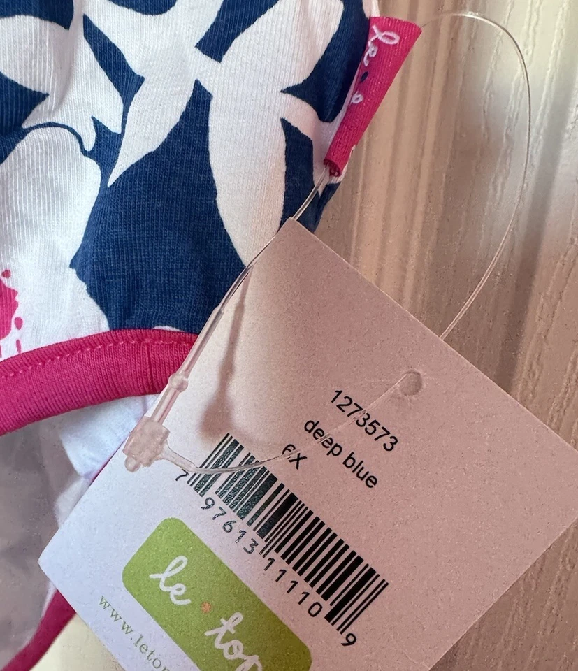 Nuevo con etiquetas Traje de baño Le Top para niñas 6 piezas corte de flores rosa azul blanco 6x natación Foto 4 de 4