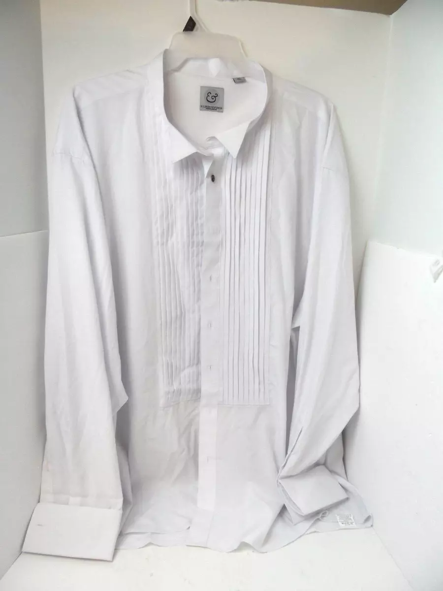 Kilburne Finch Big Men s White Wing Tip Collar Tuxedo Shirt Size 22 38 39