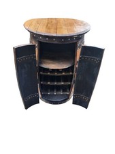 ALL IN ONE - Whisky Barrel Bar table cabinet with wine rack & Shelf Patio / Pub