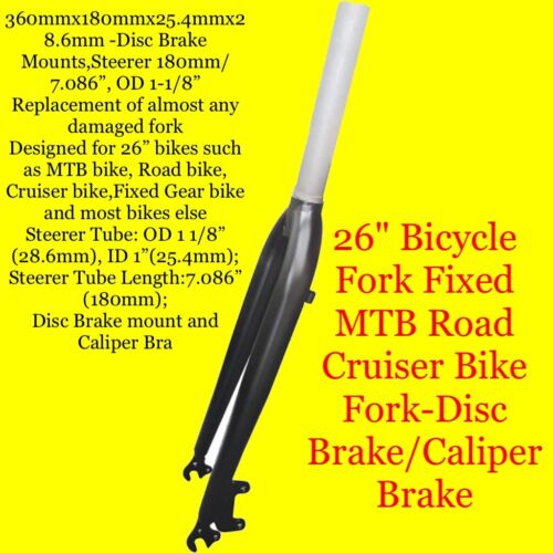 26" Bicycle Fork Fixed MTB Road Cruiser Bike Fork-Disc Brake/Caliper Brake - Picture 3 of 5