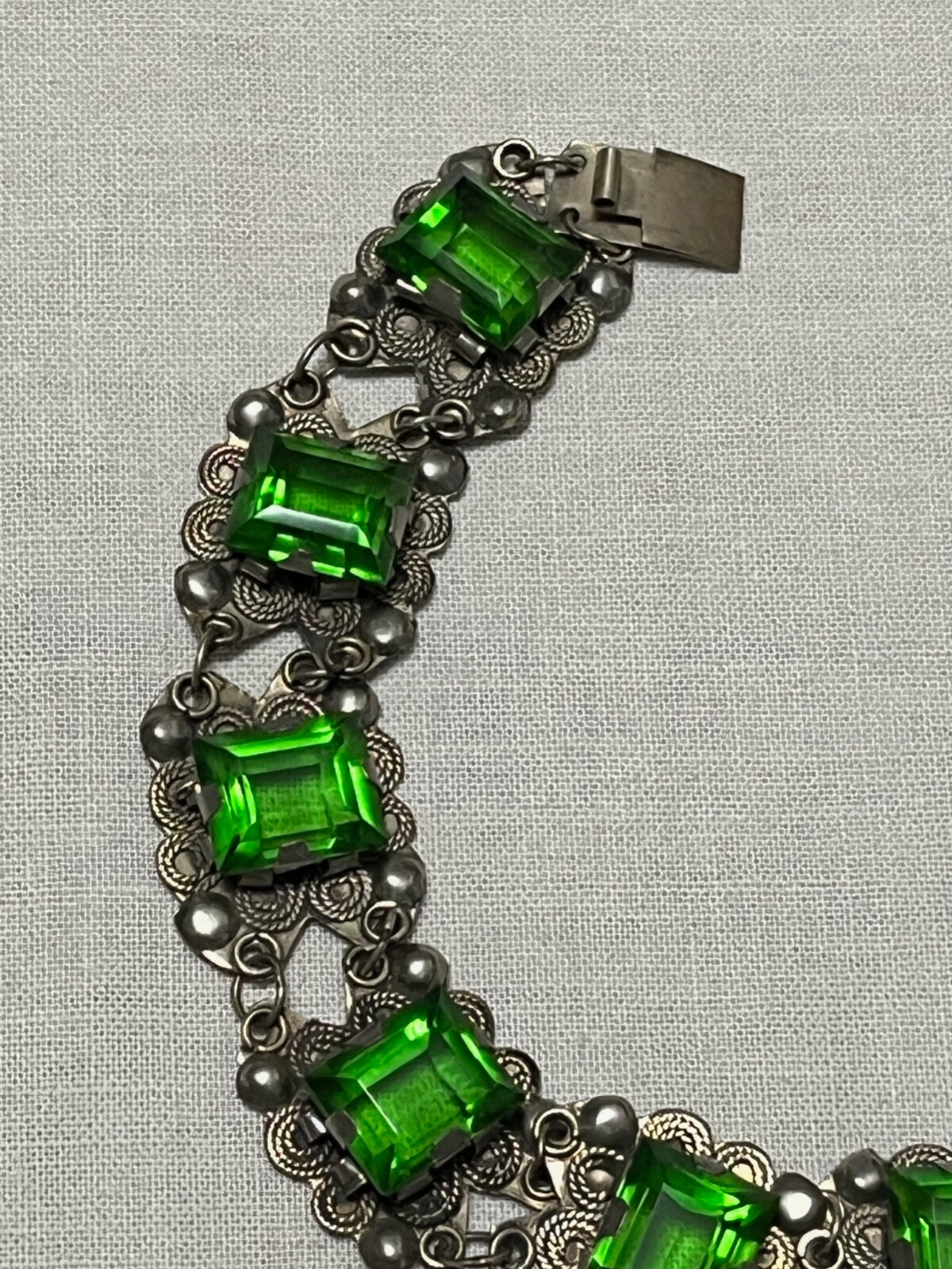 Vintage spring green rectangular glass organic si… - image 10