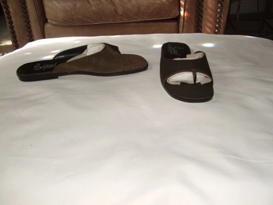 Nuevo Bijou Verde Oliva Seda Slide Tanga Zapatos 5.5 m Foto 3 de 3