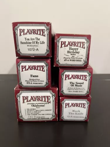 (6) Classic Music Play-Rite Word Player Piano Rolls