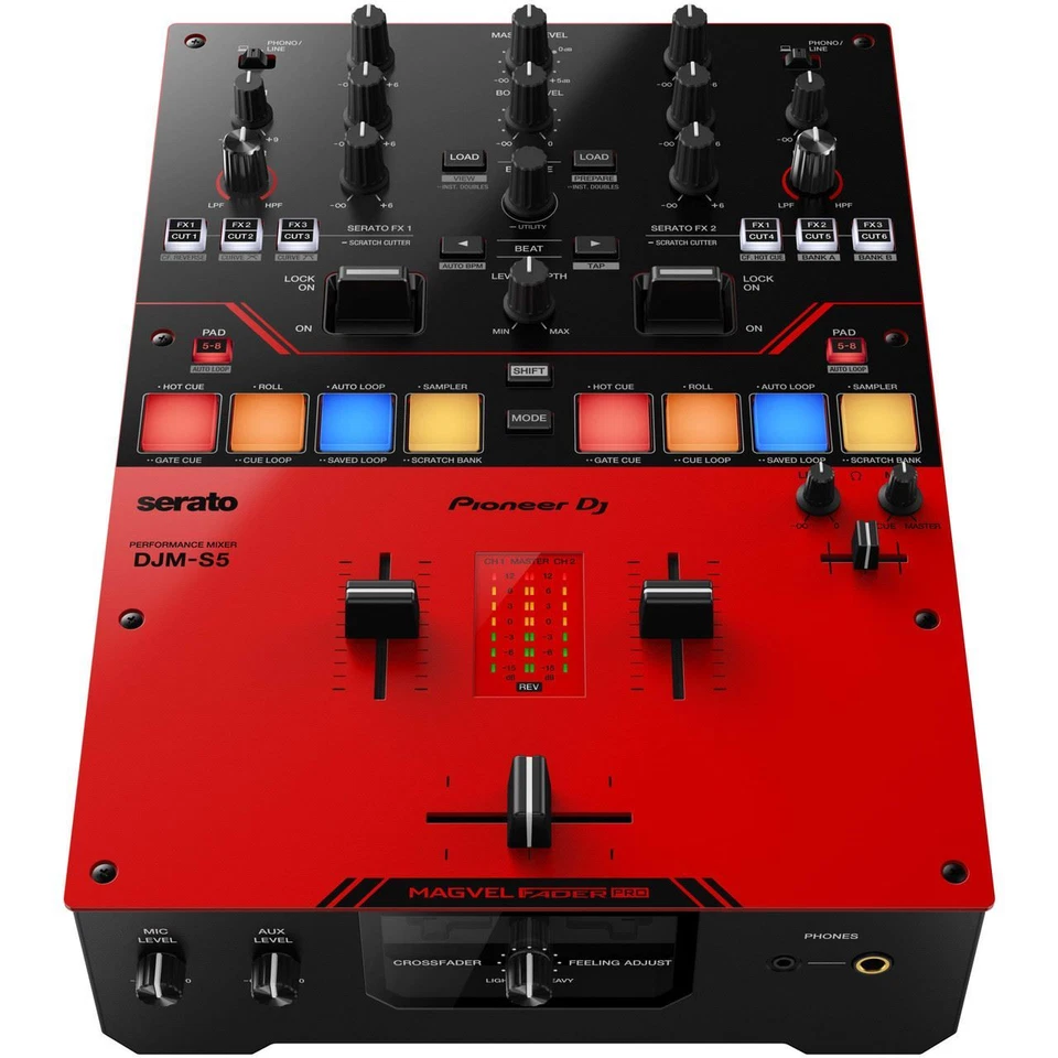 PIONEER DJM-S5 Scratch-style 2-channel DJ mixer (gloss red) - Image 2 of 4