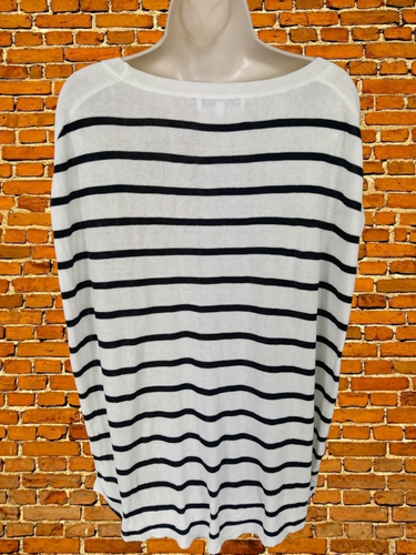 WOMENS NEXT SIZE LARGE L WHITE/BLACK STRIPE SUNGLASSES CASUAL TUNIC JUMPER TOP - Picture 4 of 4