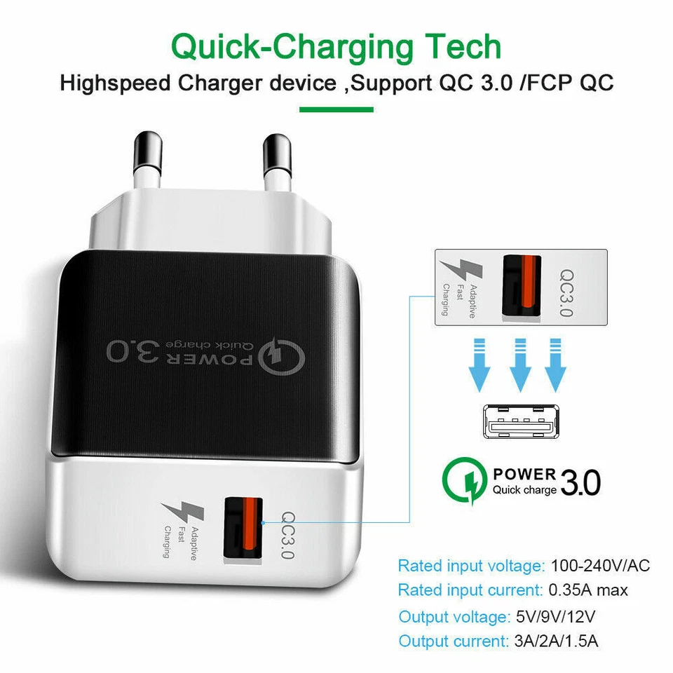 Fast Quick Charge QC 3.0 USB Wall Charger Adapter 18W EU Plug For Samsung - Image 4 of 4